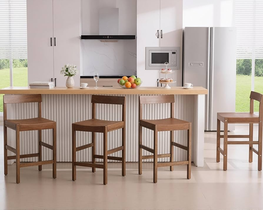 HNY Brown Bar Stools Set of 4, 26'' Counter Height Barstools Modern Counter Stools with Backs and... | Amazon (US)
