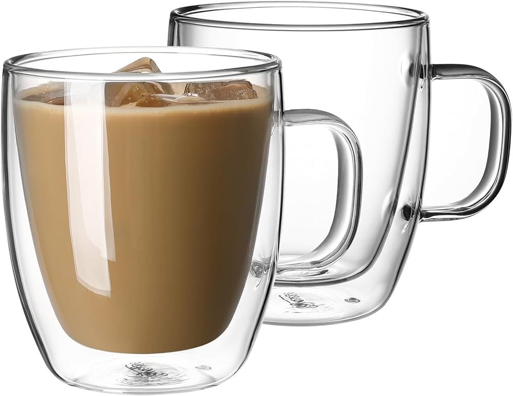 Sweese Double Wall Glass Coffee Mugs - 12.5 oz Insulated Clear Coffee Mugs Set of 2, Perfect for ... | Amazon (US)