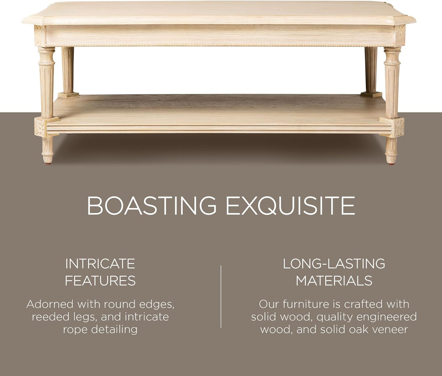 Maven Lane Pullman Large 2 Tier Traditional Rectangular Wooden Center Coffee Table with Shelf Sto... | Amazon (US)