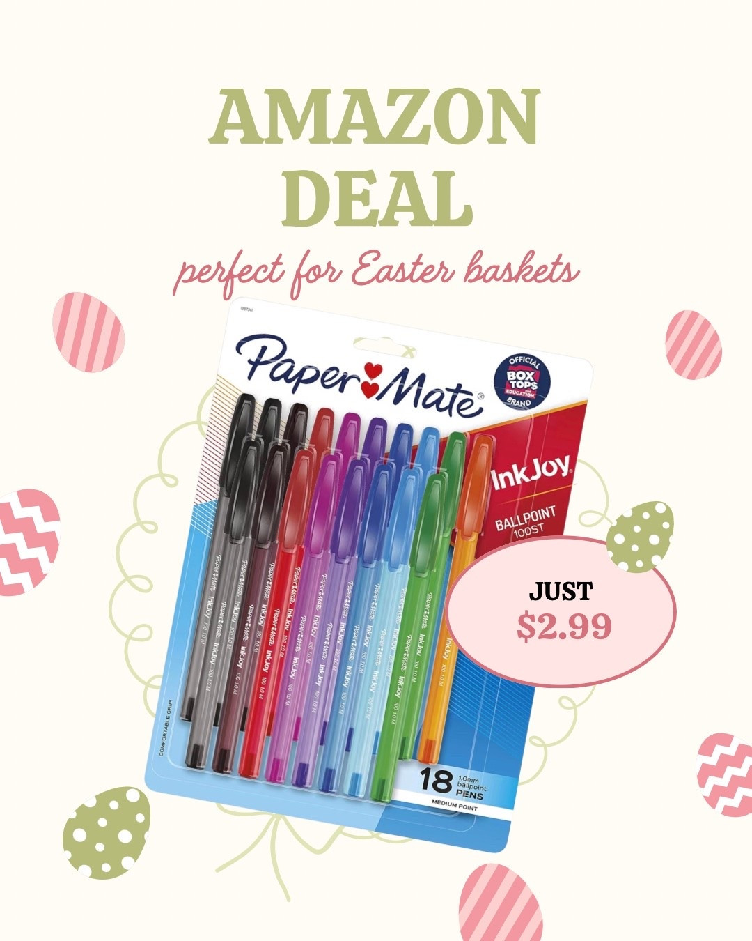 Okay but $2.99 for 18 Paper Mate InkJoy pens?! 👀

These are the GOOD smooth-writing ones — and this is such a steal.

Perfect for:
✔️ Easter baskets (non-candy idea 🙌)
✔️ Teacher gifts
✔️ Office restock
✔️ Homework + planner lovers

Under $3 is a no-brainer grab.

Linked here ⬇️

#LTKDeals #AmazonDeal #EasterBasketIdeas #TeacherFinds #OfficeSupplies #MomLife #BudgetFinds #CoffeeWithCrystal