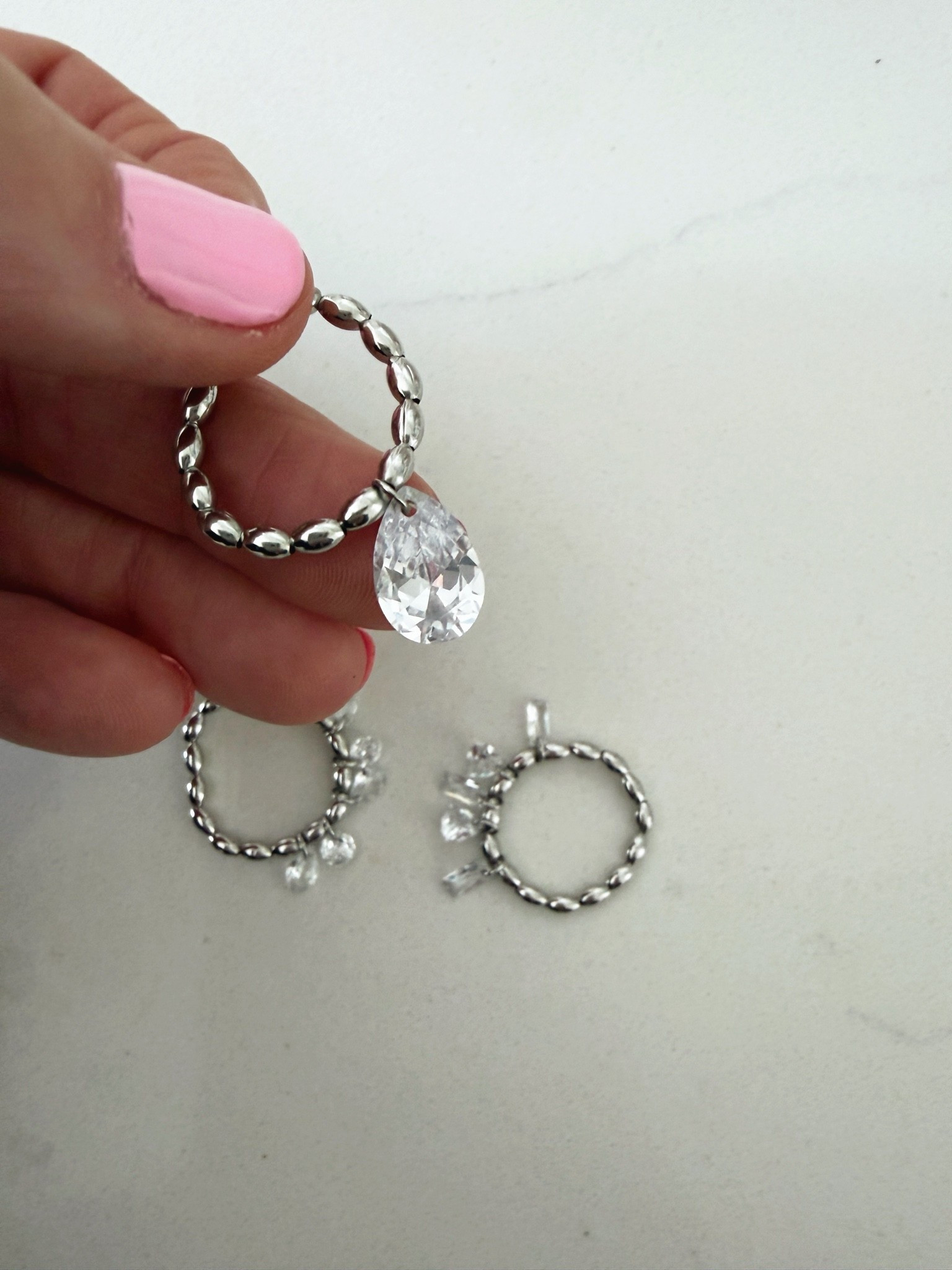 Cute rings set of 3 crystal stretch