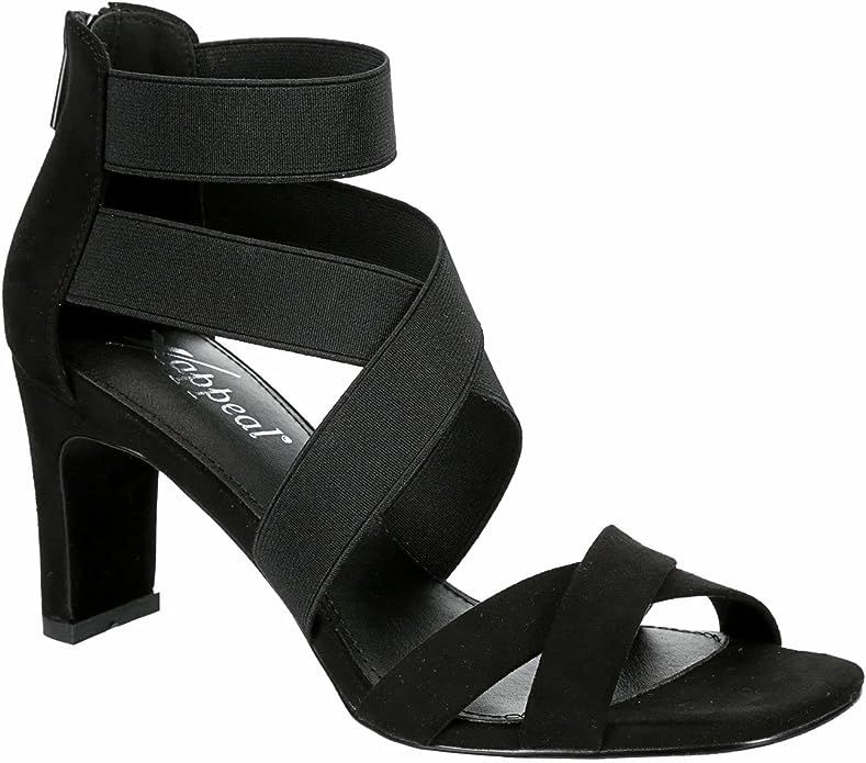 XAPPEAL Elline - Women's Zip-Up Elastic Ankle Strap Heel Open Toe Dress Sandal | Amazon (US)