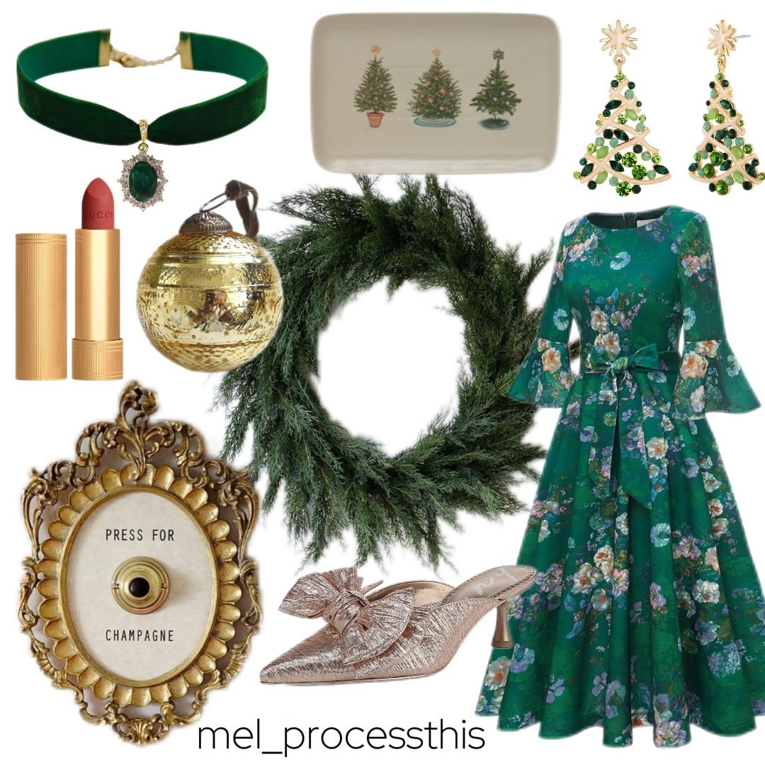 Who doesn’t love a little green and a little magic during the holidays? 💚🎄 From floral dress to sparkling earrings and luxe bow details, this collection feels straight out of a holiday dream. 🌲Perfect for festive parties, cozy dinners, or just adding a little sparkle to your season. Because a touch of green always feels like magic this time of year. 💚

#LTKGiftGuide #LTKSeasonal #LTKFindsUnder50