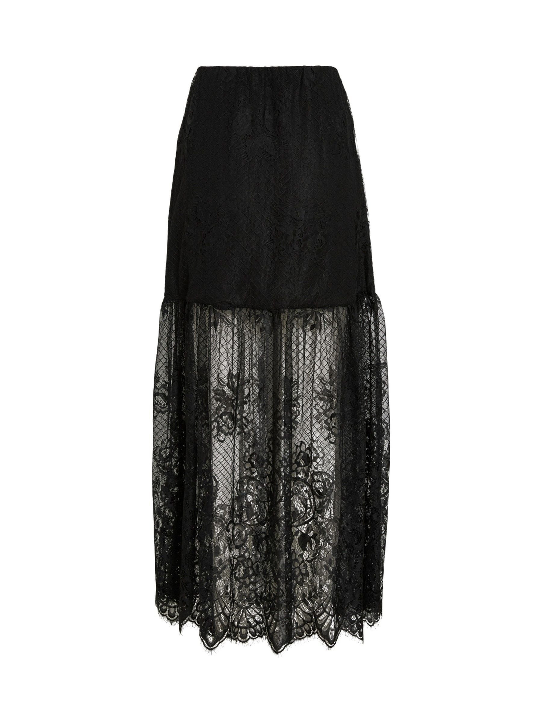 Rouge Edit Rouge Edit Black Tiered Lace High Waisted Maxi Skirt | Next US