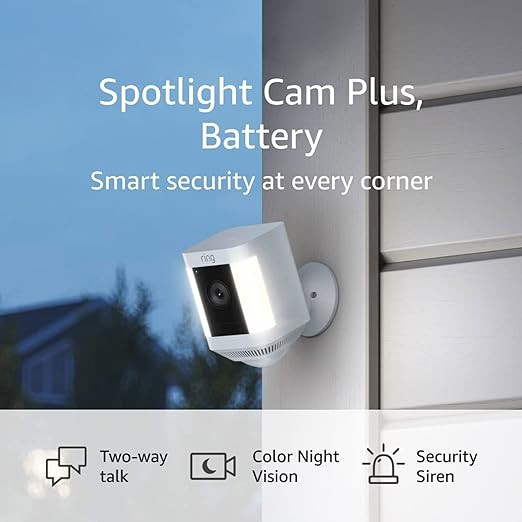Ring Spotlight Cam Plus, Battery | Two-Way Talk, Color Night Vision, and Security Siren (2022 rel... | Amazon (US)