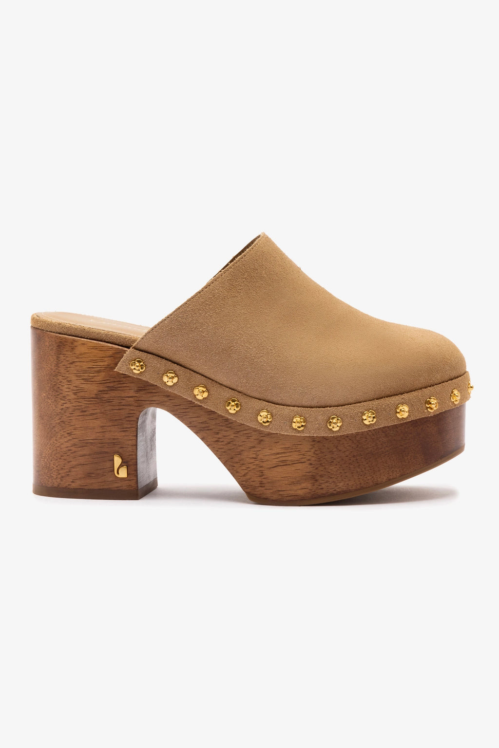 Miso Wooden Platform Clog In Peanut Suede | Larroude