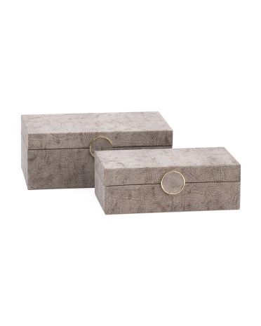 2pc Wooden Boxes With Medallions | TJ Maxx