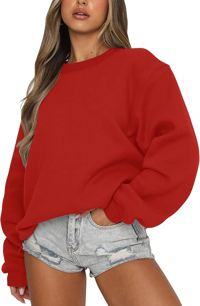 Fanway&EC Women's Long Sleeve Sweatshirt Casual Crewneck Oversized Pullover Hoodies Fall Tops | Amazon (US)