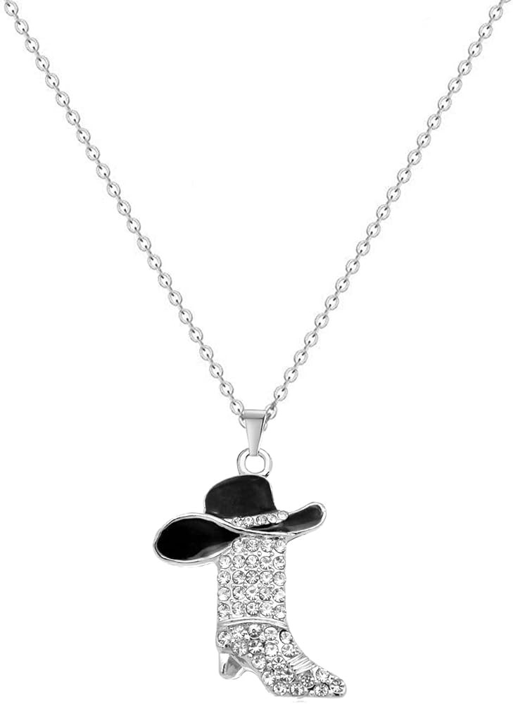 Cowgirl Boots Pendant Necklace for Women, Western Bohemian O Chain with Rhinestone Charm, Cowboy ... | Amazon (US)