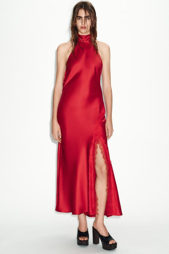 CAMISOLE DRESS WITH CONTRAST LACE | Zara UK