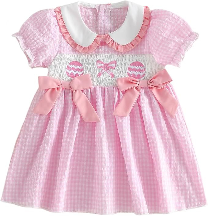 Toddler Baby Girl Weatern Outfit Boot Cowgirl Hat Smocked Dress Puff Sleeve Dreeses Cute Little G... | Amazon (US)