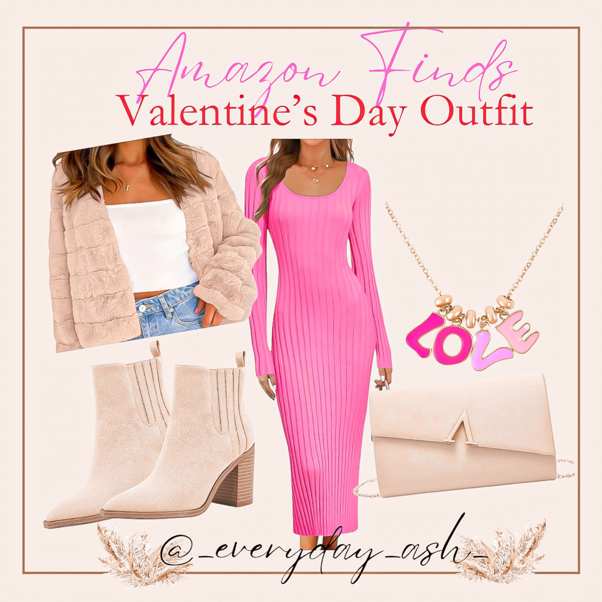 Valentines Day Outfit 💝💘

I have this dress in blue / it’s soooo soft and comfortable 

Sweater dress, pink dress, long sleeve dress, Amazon dress , Amazon fashion, fur coat, tan coat, tan booties, love necklace, charm necklace, clutch bag, tan purse 

#LTKStyleTip #LTKSeasonal #LTKFindsUnder50