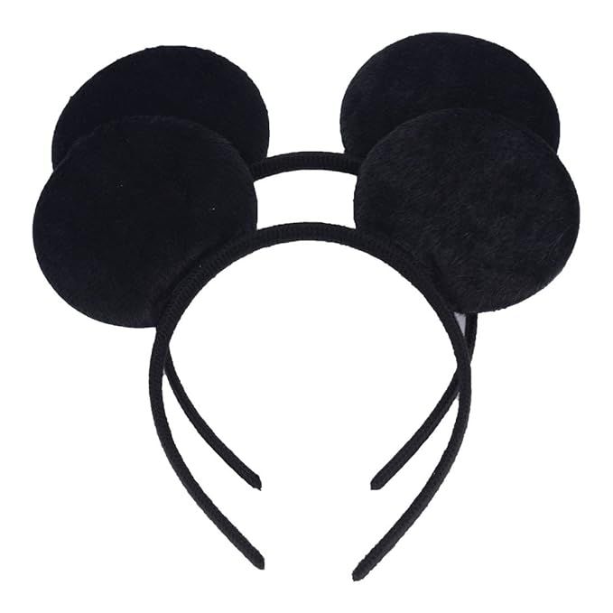 NiuZaiz Set of 2 Mouse Ears Headbands for Parties and Trips (Black) | Amazon (US)
