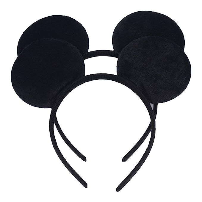 NiuZaiz Set of 2 Mouse Ears Headbands for Party Favors and Trips (Black) | Amazon (US)