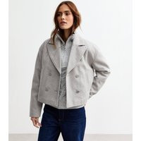 Women's Grey Cropped Pea Coat New Look | New Look (UK)
