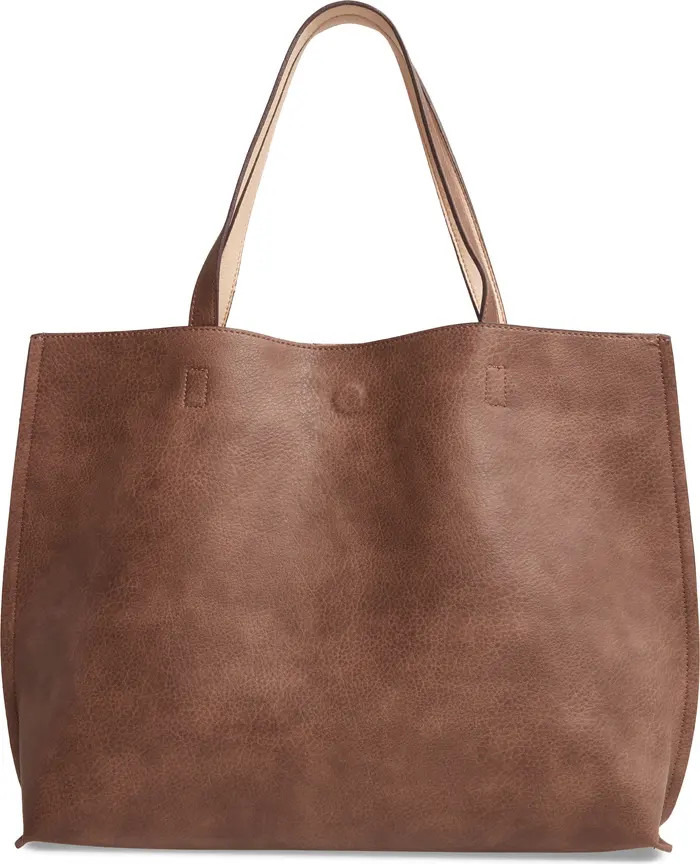 Reversible Faux Leather Tote & Wristlet | Nordstrom