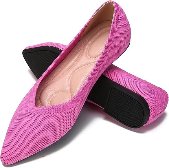 Deehuion Women's Ballet Flats Comfort Breathable Mesh Knit Leopard Black Pointed Toe Slip On Shoe... | Amazon (US)