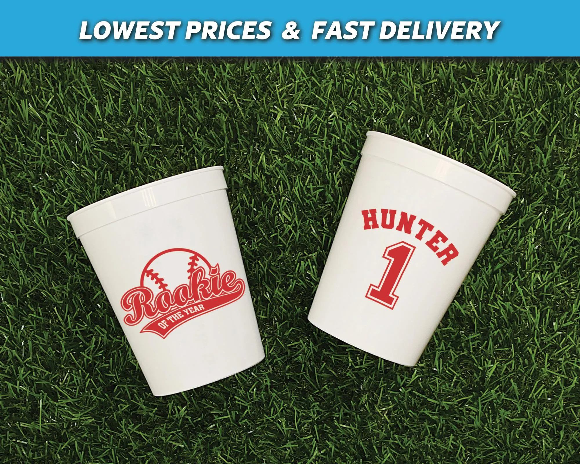 Rookie Of The Year, Plastic Custom Printed Stadium Cups, Kid's Party, 1st Birthday, Baseball Theme | Etsy (Global)