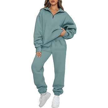 AUTOMET Women's Sweatsuits 2 Piece Outfits Long Sleeve Half Zip Pullover and Baggy Sweatpants wit... | Amazon (US)