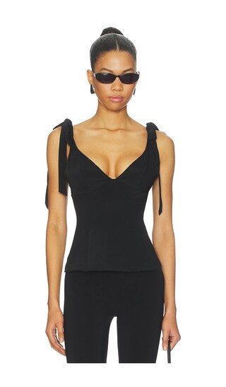 MORE TO COME Brixley Deep V Top in Black. - size S | Revolve Clothing (Global)