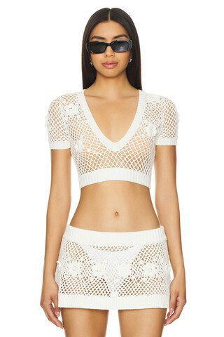 Frankies Bikinis Adaline Crochet Top in White from Revolve.com | Revolve Clothing (Global)