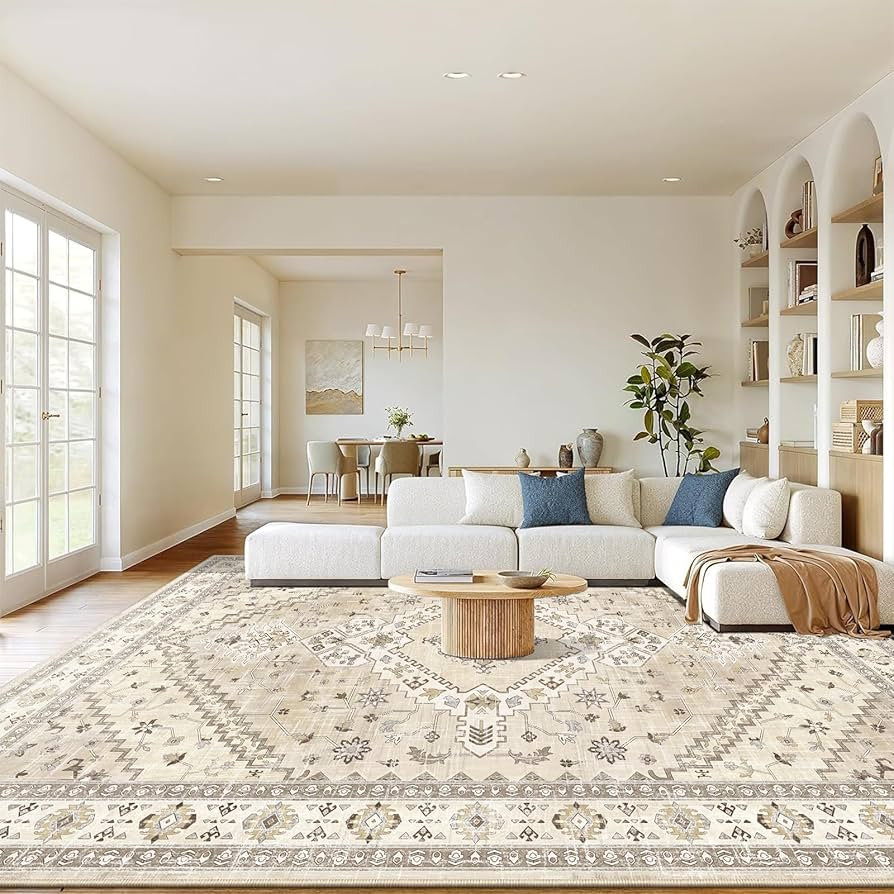 Yamaziot Washable Area Rugs 8x10 – Large Non Slip Boho Vintage Rug for Living Room, Low Pile Fl... | Amazon (US)