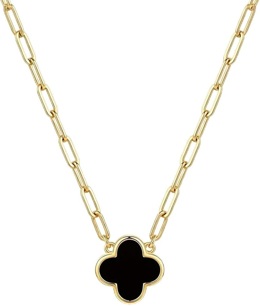 SHINYY 2 Side Clover Necklace for Women | 18K Gold Plated Four Leaf Lucky Pendant | 4 Leaf Jewelr... | Amazon (US)