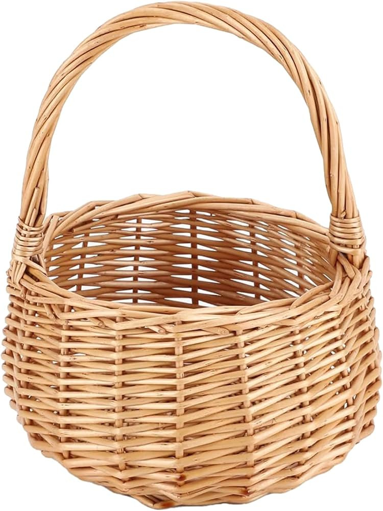 Small Wicker Picnic Basket with Handle 7.1 x 8.3in Cute Easter Baskets Rattan Flower Girl Baskets... | Amazon (US)