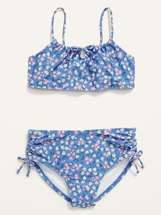 Patterned Cinch-Tie Bikini Swim Set for Girls | Old Navy (US)