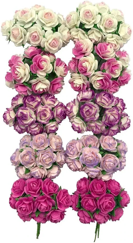 100 pcs mini Rose Mixed Pink Colors Mulberry Paper Flower 15-18 mm Scrap Booking Wedding DIY Craf... | Amazon (US)