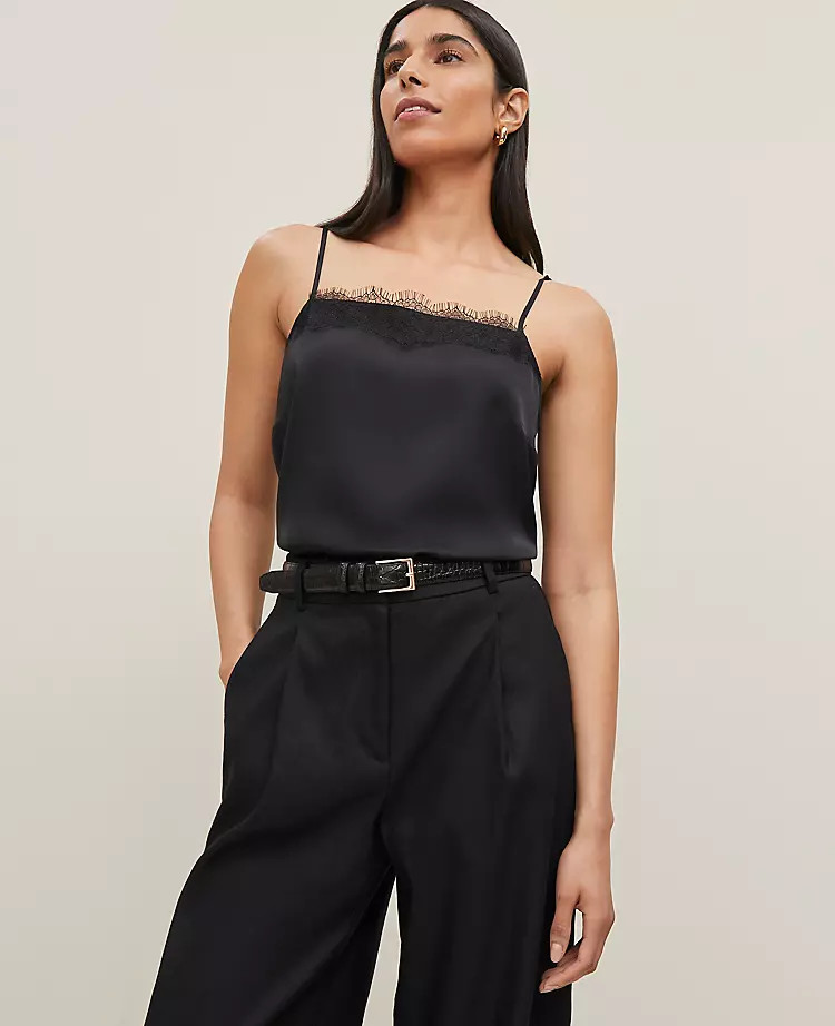 Lace Trim Square Neck Tank Top | Ann Taylor