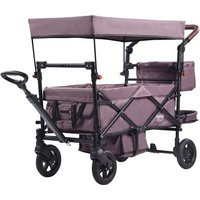 VEVOR Wagon Stroller for 2 Kids, Push Pull Quad Collapsible Stroller with Adjustable Handle, Encircling Harness Removable Canopy,4 Wheels w/ Brakes,Mutifunction Tandem Stroller for Camping Dark Purple | Vevor US