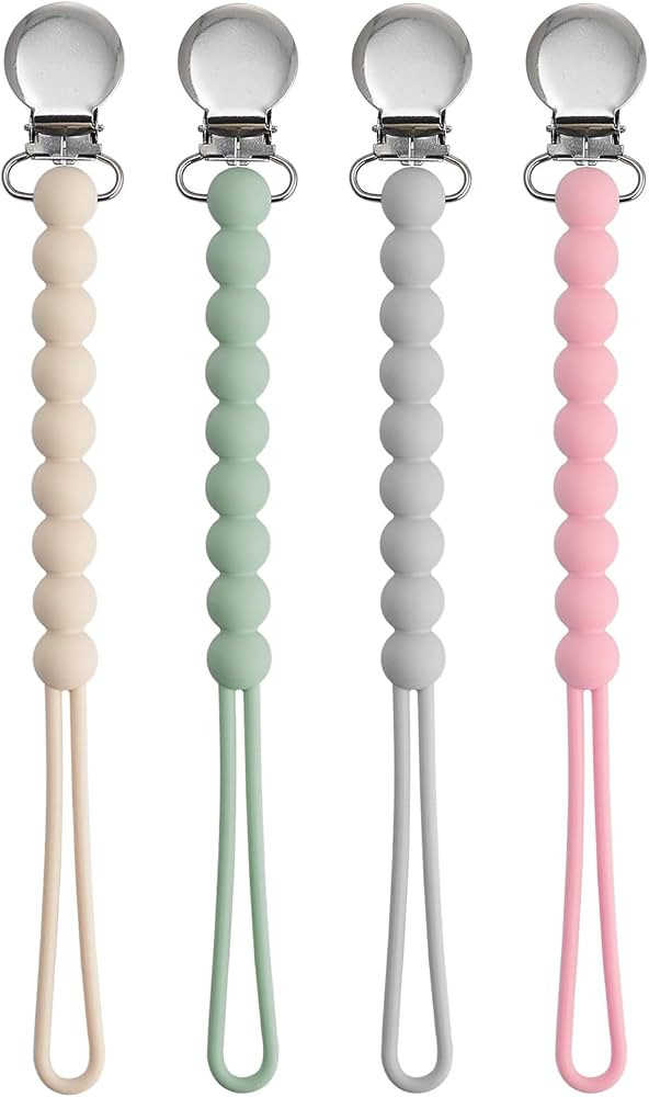 Pacifier Clips for Boys Girls - MORIBOX 4 Pack Paci Clip Soothe Baby Binky Holder for Shower Birt... | Amazon (US)