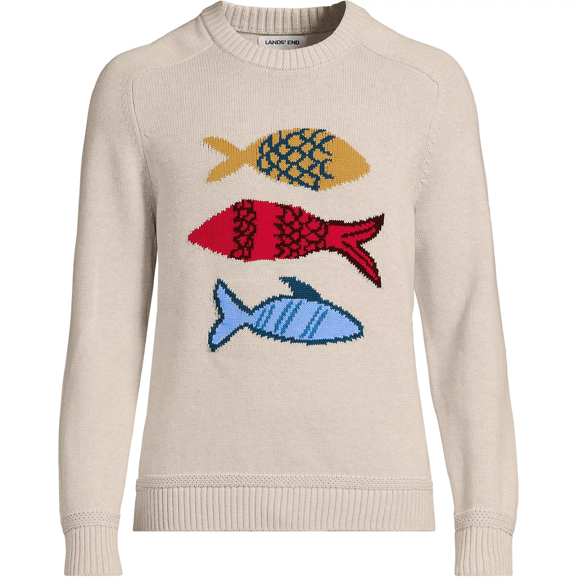 Men's Long Sleeve Drifter Fish Sweater | Lands' End (US)