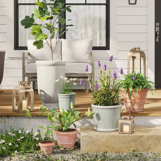 Outdoor Stoneware Planter Cream - Threshold™ | Target