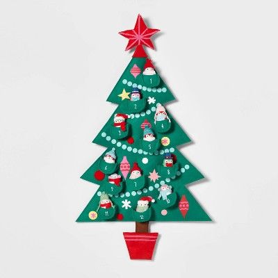32" Fabric Christmas Tree with Birds Hanging Advent Calendar Green - Wondershop™ | Target