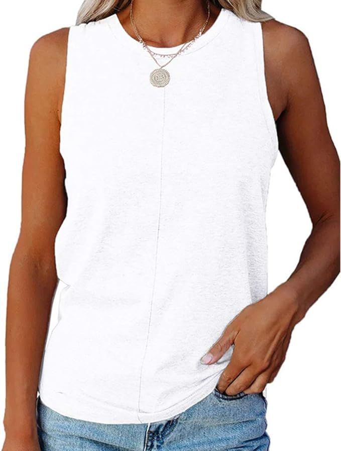 Women's Short Sleeve Crew Neck Comfy Basic T Shirts Side Slit Tops | Amazon (US)