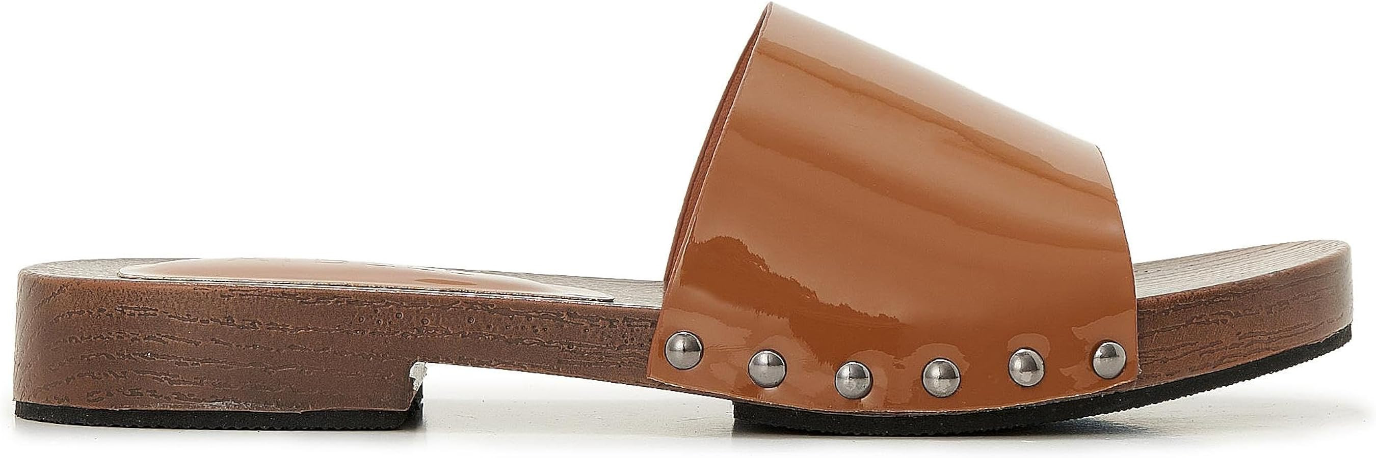 Womens's Wooden Style Block Heel Sandal Open Toe Platform Clogs Rivet Studed Slip On Summer Mules | Amazon (US)