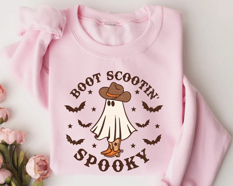 Boot Scootin Spooky Sweatshirt, Cute Spooky Sweatshirt, Halloween Gift, Halloween Sweatshirt,Cowb... | Etsy (US)