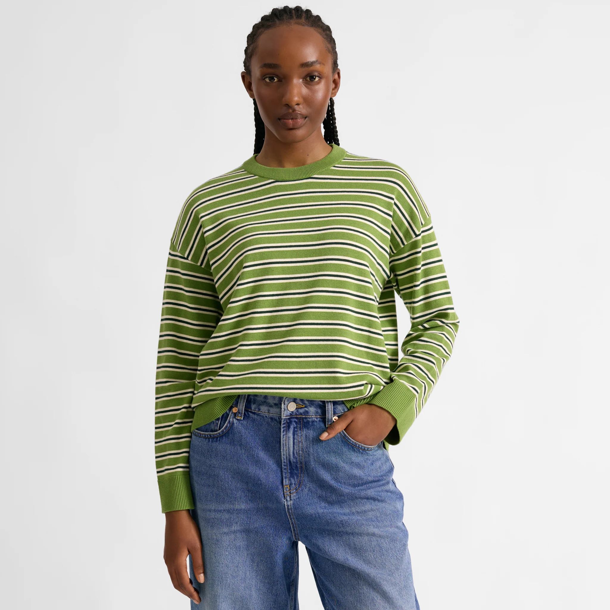 Green Stripe Cotton Jumper | Albaray