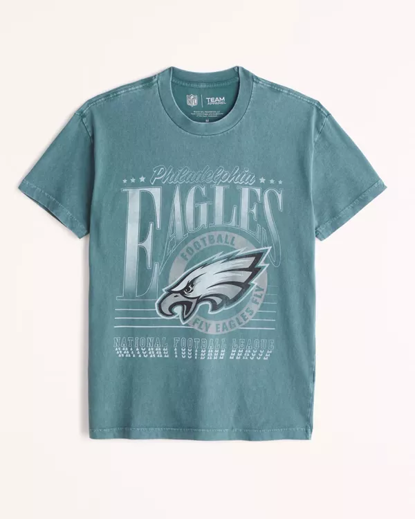 Women's Philadelphia Eagles Graphic Oversized Sunday Crew in Light Grey | Size Xs | Abercrombie & Fitch