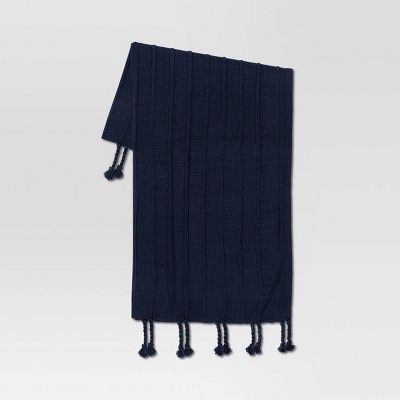 50&#34;x60&#34; Braided Tassel Knit Throw Blanket Blue - Threshold&#8482; | Target