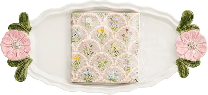 Mud Pie Stoneware Floral Handle and Napkin Hostess Set | Amazon (US)