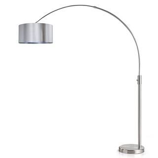 Orbita 82 in. Brushed Nickel Furnish LED Dimmable Retractable Arch Floor Lamp, Bulb Included with... | The Home Depot