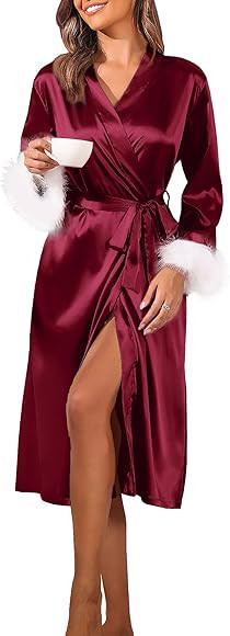 Ekouaer Silk Robes for Women Long Satin Bride Bridesmaid Wedding Party Robes Lightweight Sexy Sle... | Amazon (US)