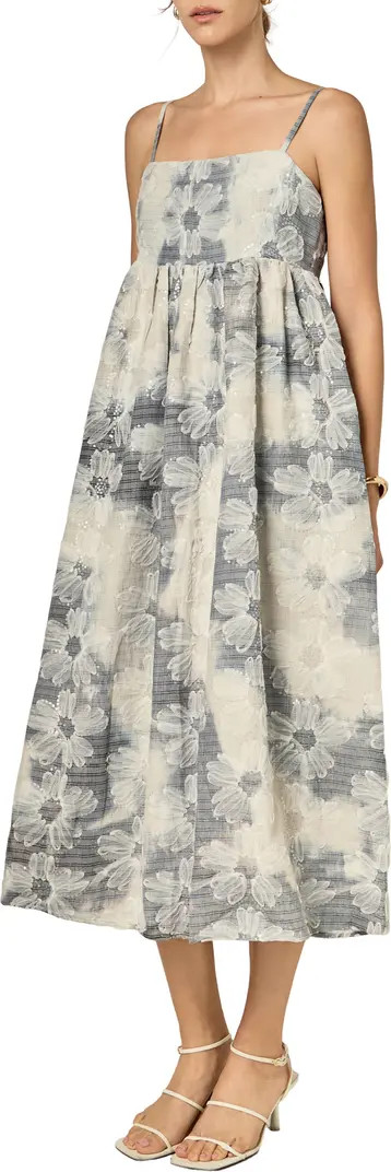 Floral Embroidery Sleeveless Midi Dress | Nordstrom