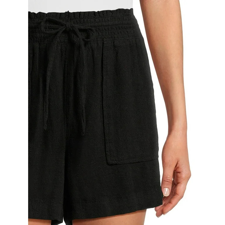 Time and Tru Women's Linen Blend Shorts with Smocked Waist, Sizes XS-XXXL | Walmart (US)