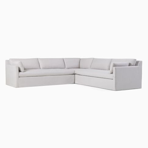 Marin Skirted Slipcover 3-Piece L-Shaped Sectional (114") | West Elm (US)
