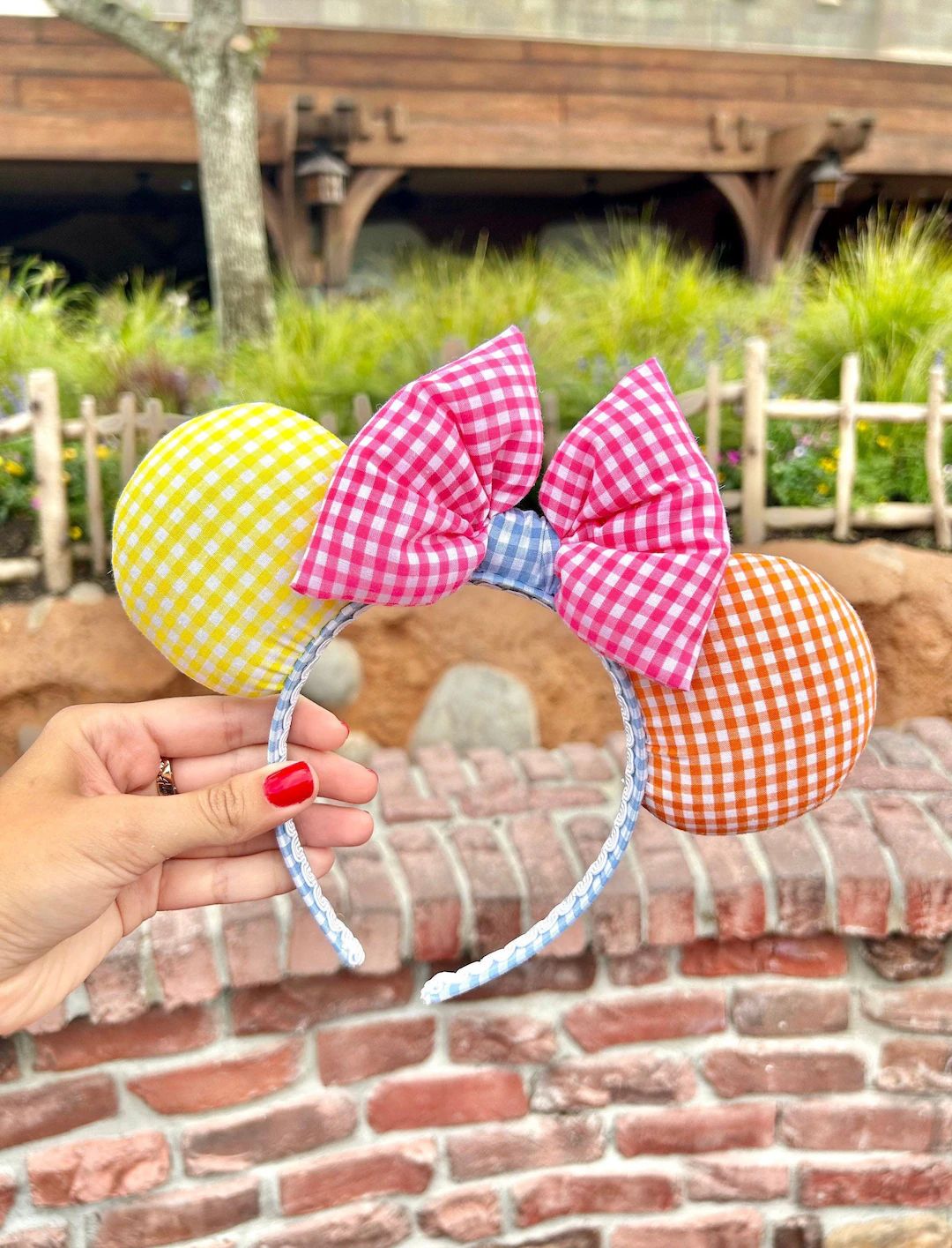 Pooh Inspired Mouse Ears, Pooh and Friends Inspired Mouse Ears, Multicolored Gingham Mouse Ears, ... | Etsy (US)