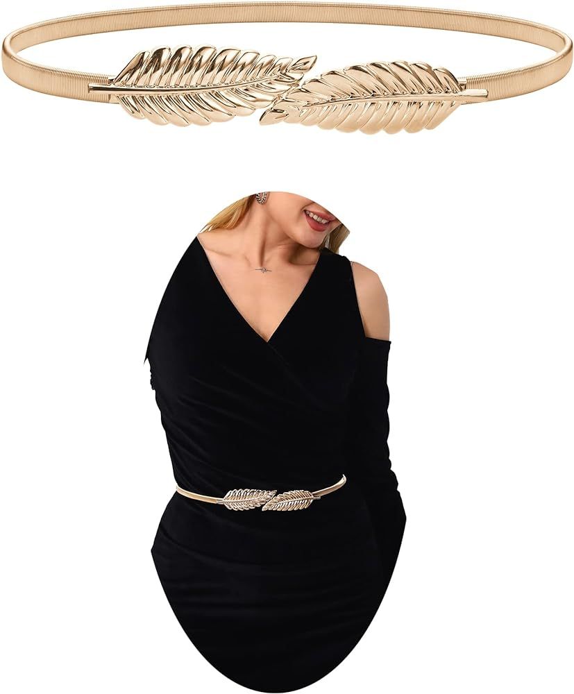 onenine Gold belt for women's dress,elastic pendant chain belt,gold chain belt, Gold & Silve | Amazon (US)
